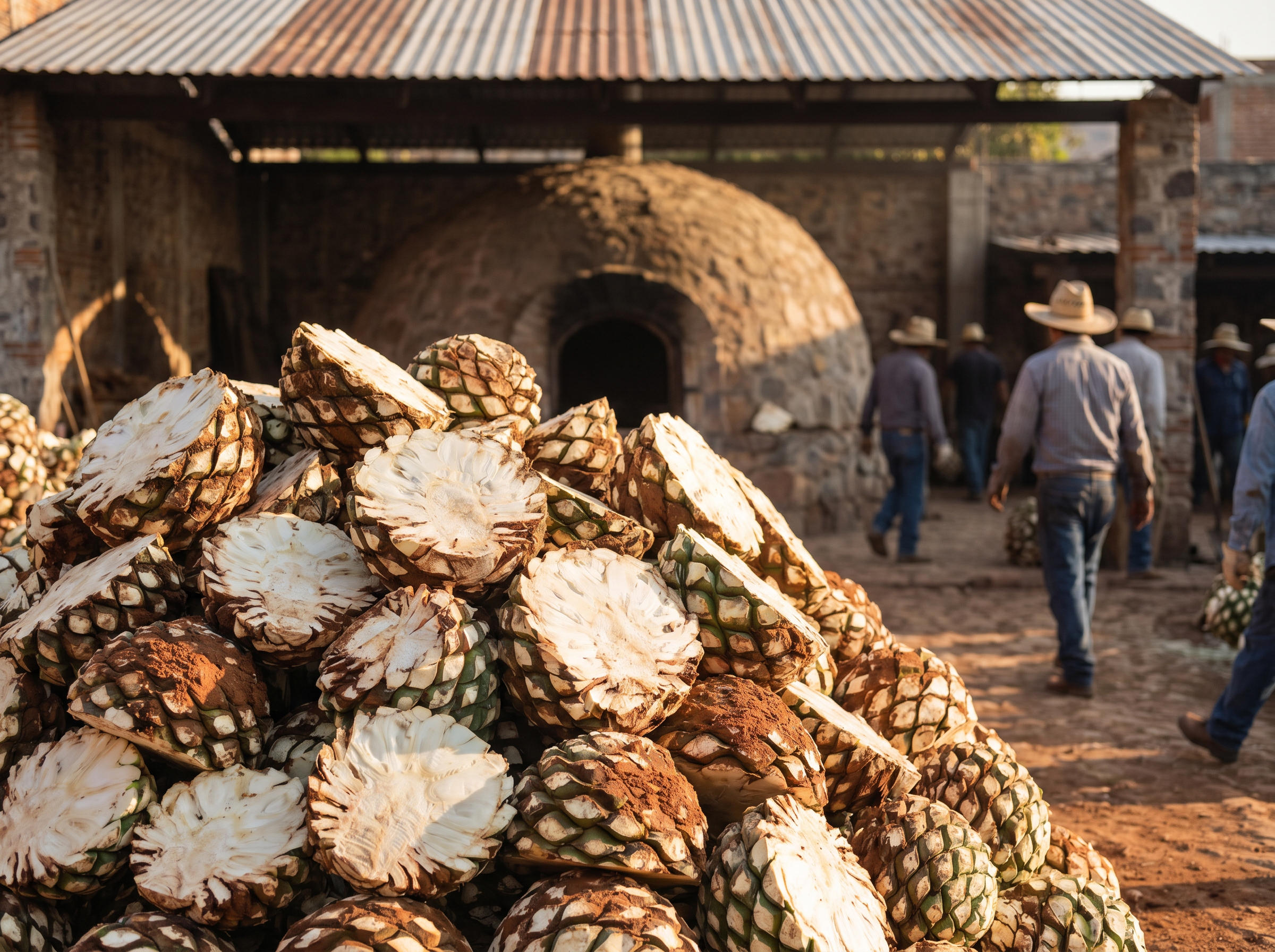 Piñas de agave cosechadas